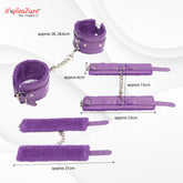 Leather And Fur Purple Hand Cuffs at Itspleazure